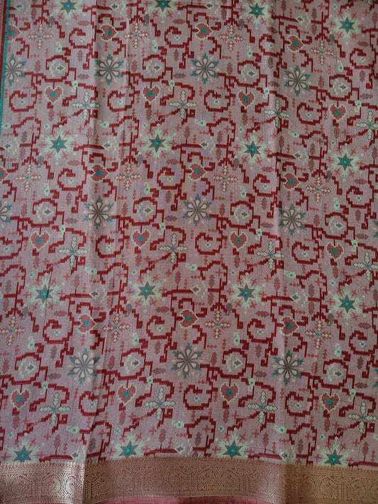 Dola Silk -Geometric Print Saree