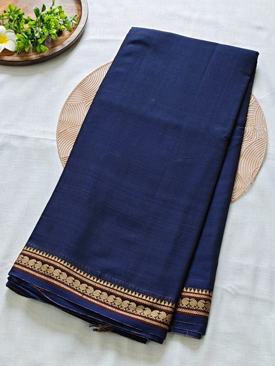 Plain Narayanpet Cotton Saree -Mango Border