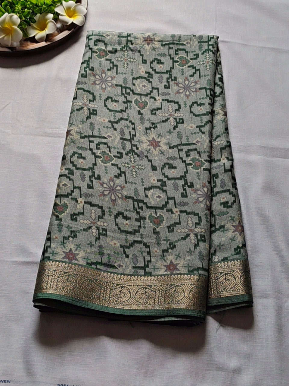 Dola Silk -Geometric Print Saree