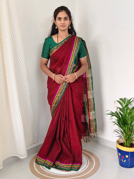 Narayanpet Saree with Vertical Stripes