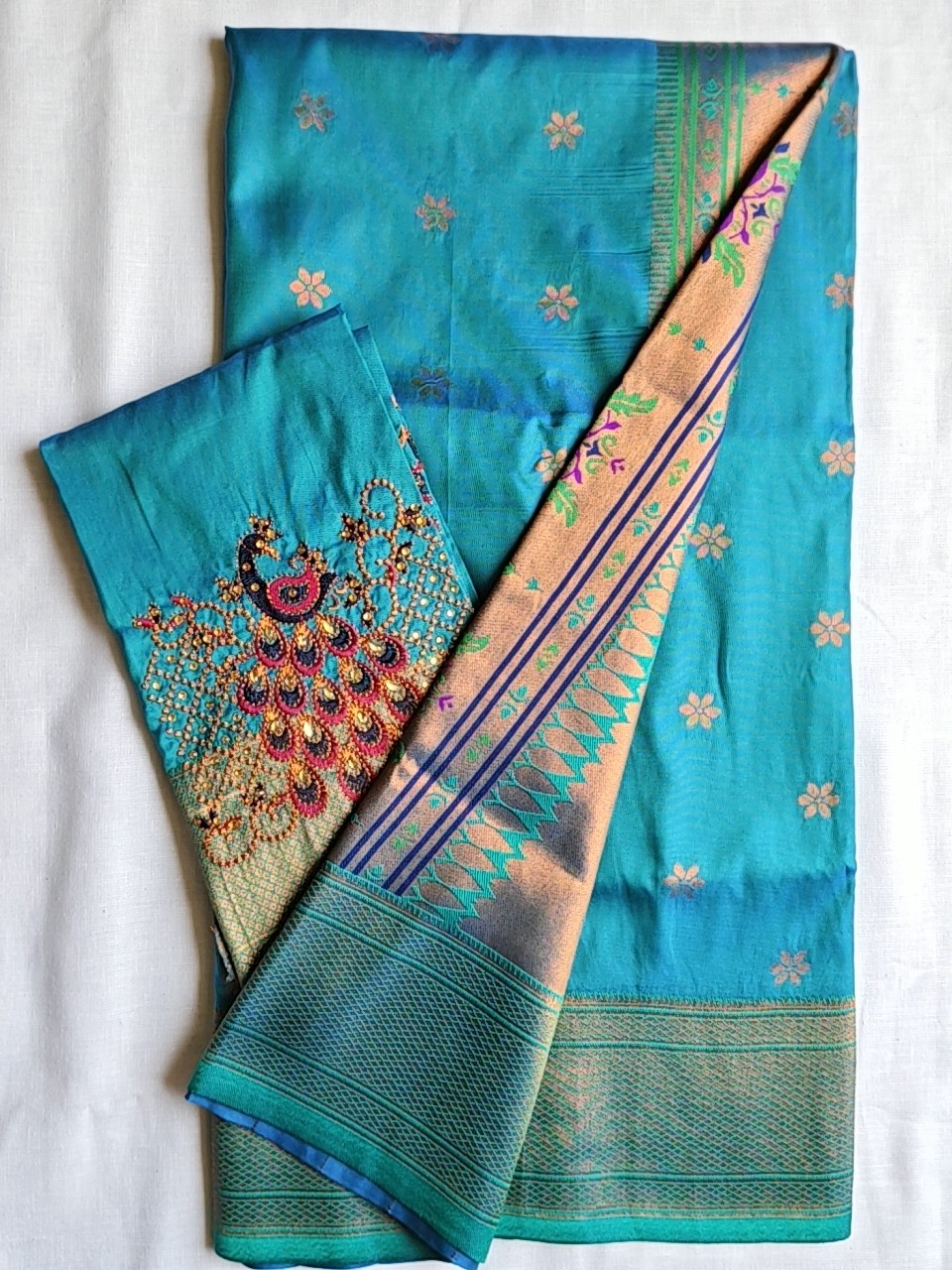 Blue Kalanjali Paithani
