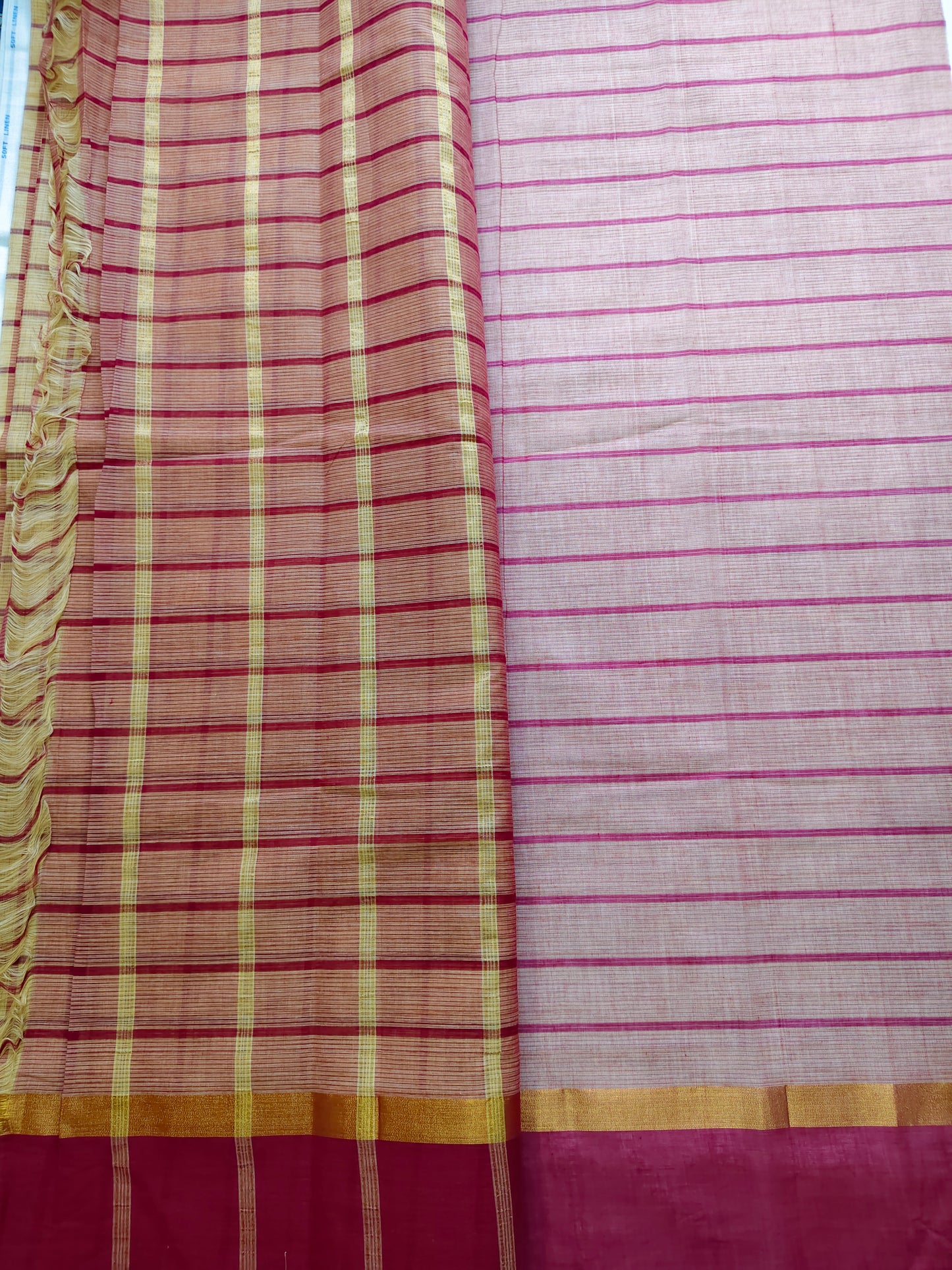 Check cotton saree