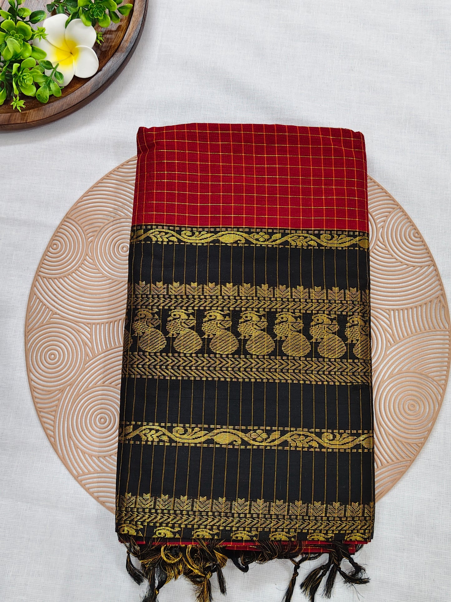 Checked Kalyani Cotton Saree