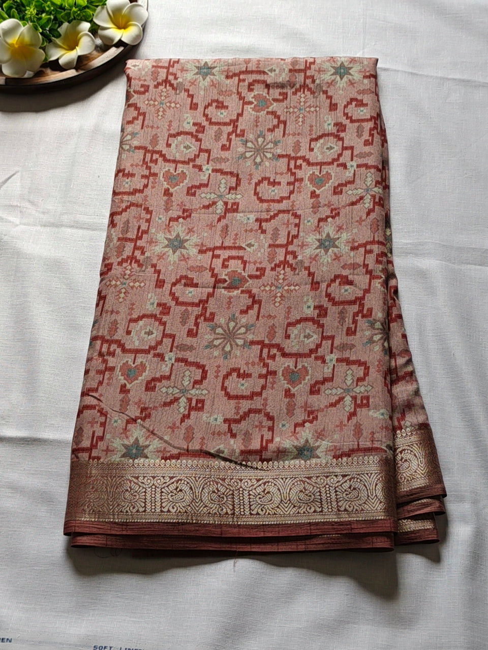Dola Silk -Geometric Print Saree