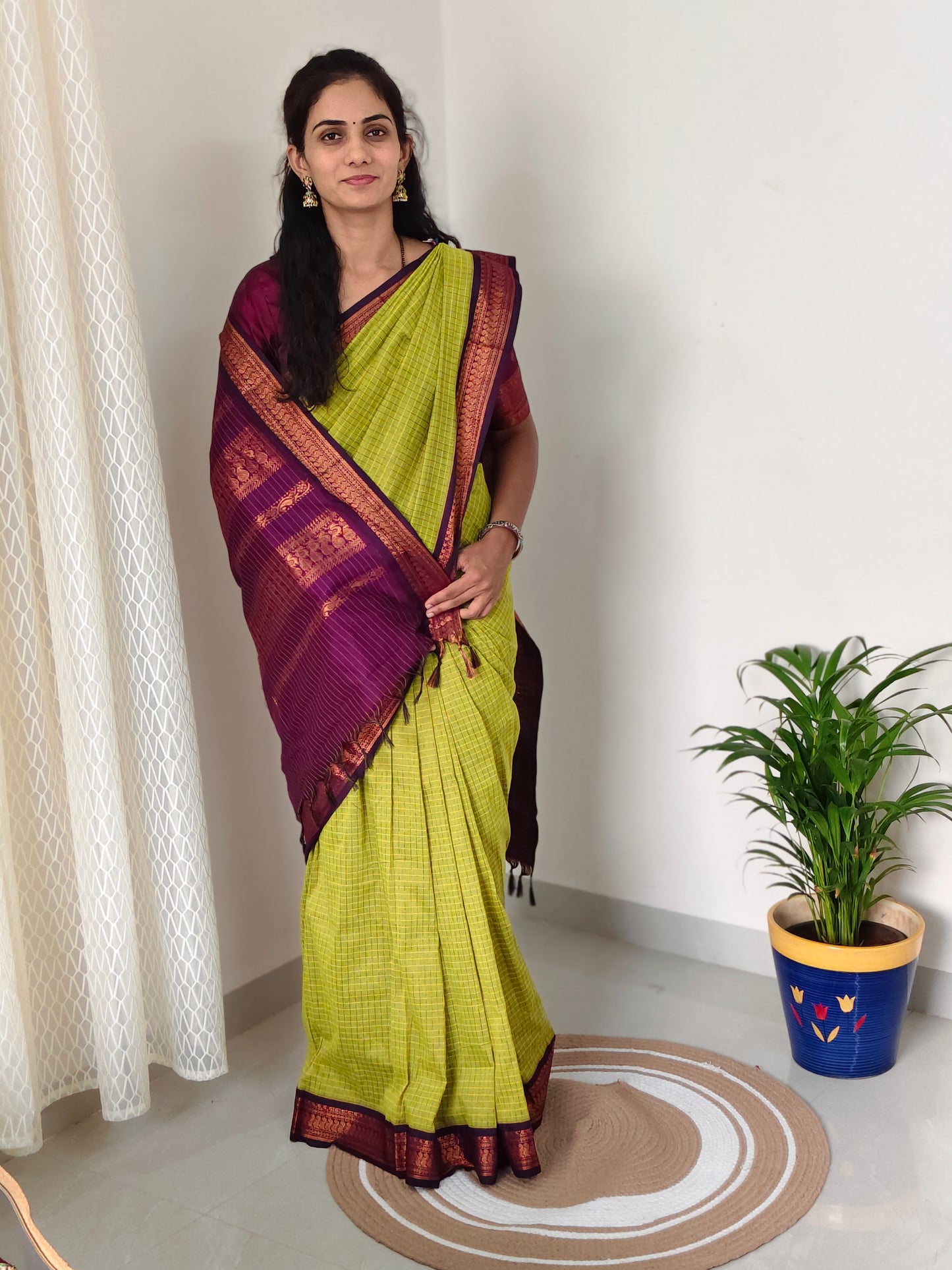 Checked Kalyani Cotton Saree