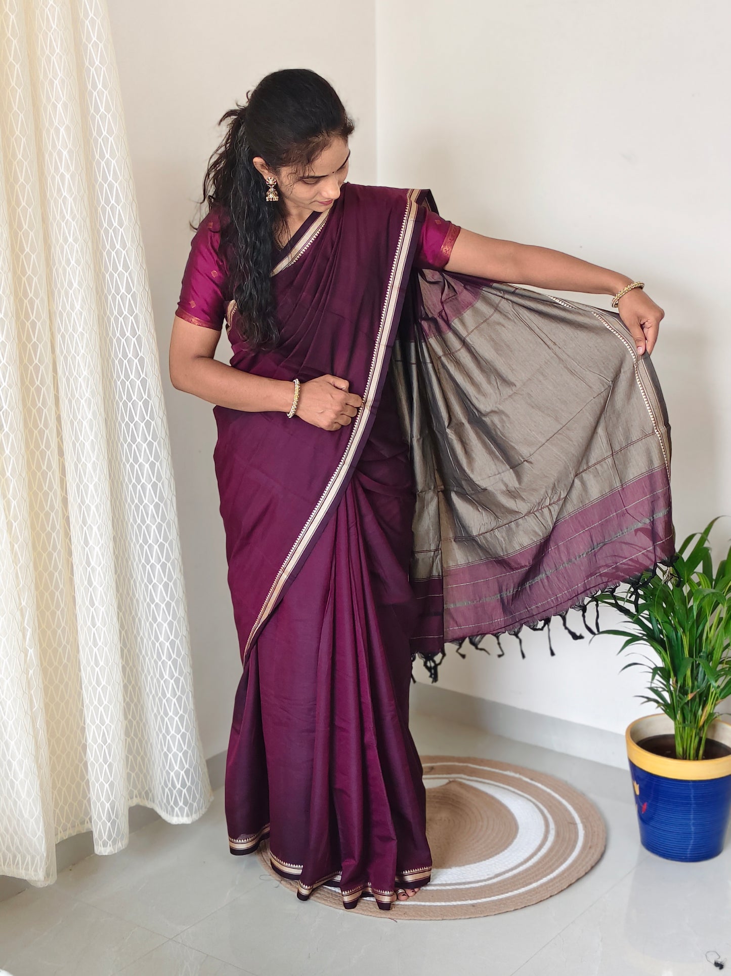 Plain Narayanpet Cotton Saree