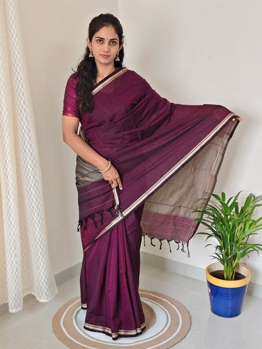 Plain Narayanpet Cotton Saree