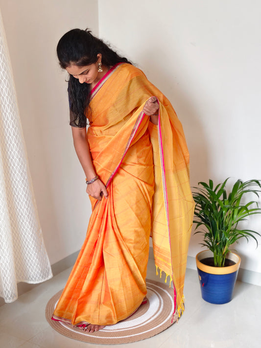 Narayanpet Saree with Lined Thread Work