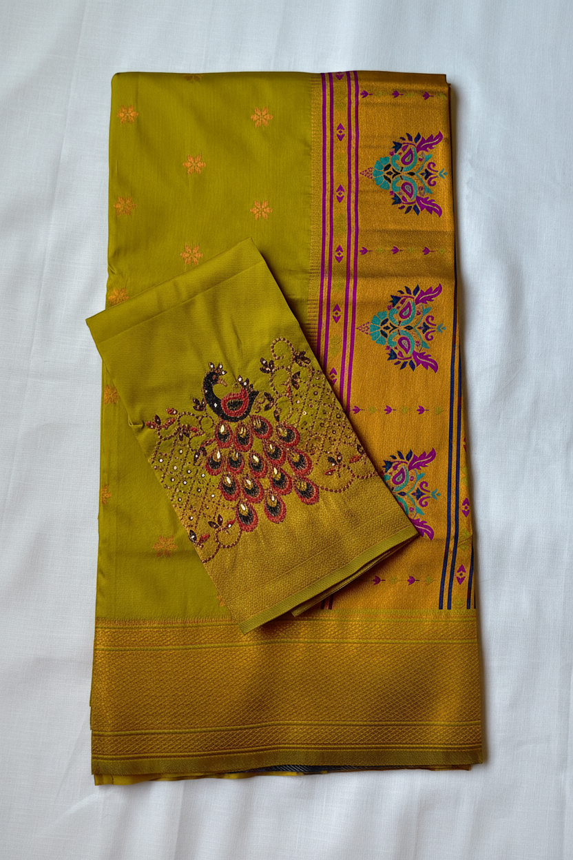 Mehendi Green Kalanjali Paithani