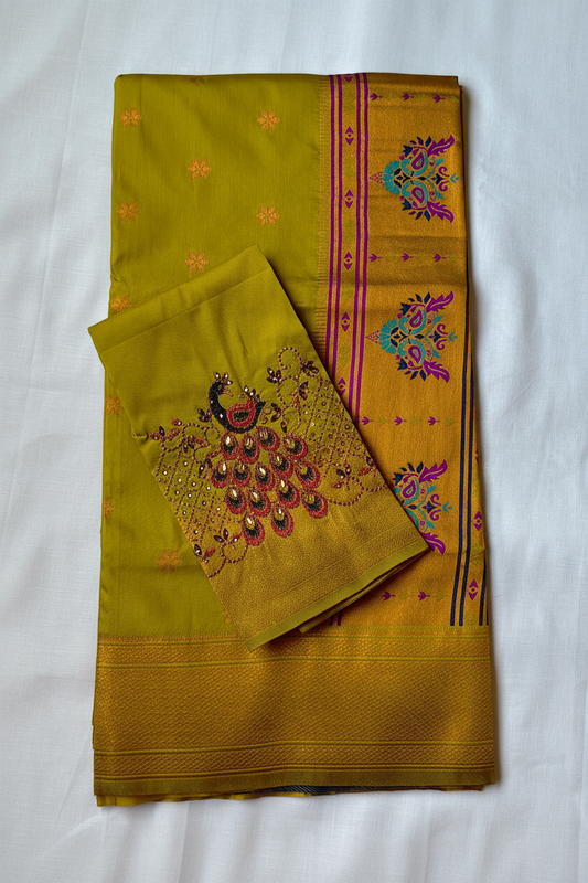 Mehendi Green Kalanjali Paithani