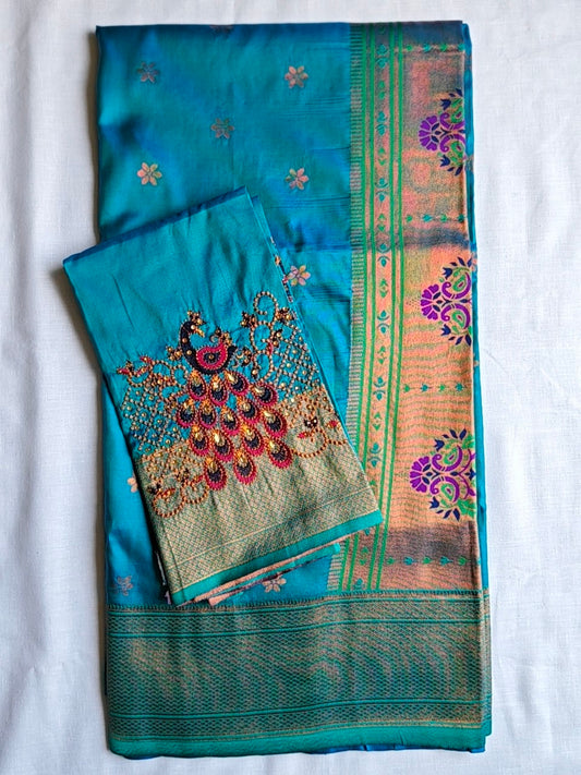 Blue Kalanjali Paithani