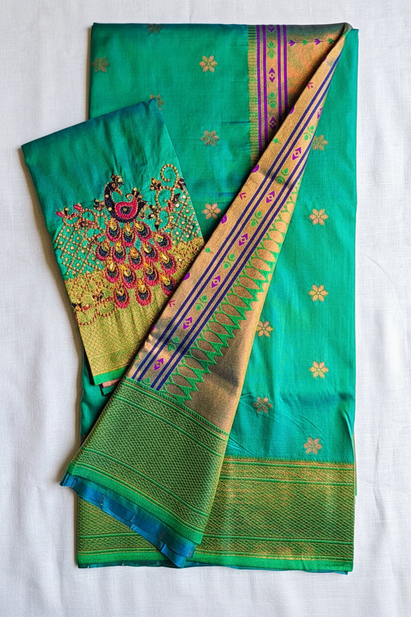 Green Kalanjali Paithani